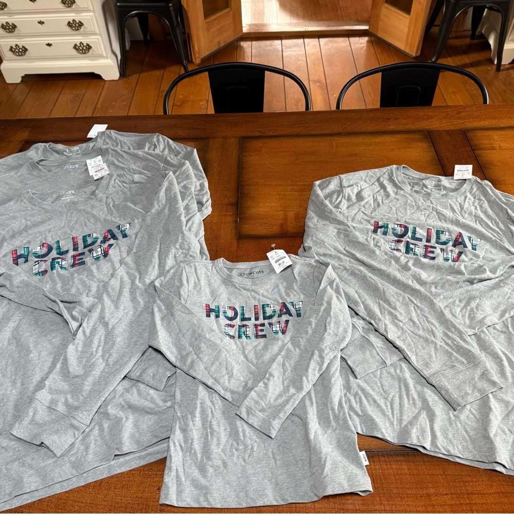 J. Crew Gray Long Sleeve Tee (family set) with Holiday Graphic